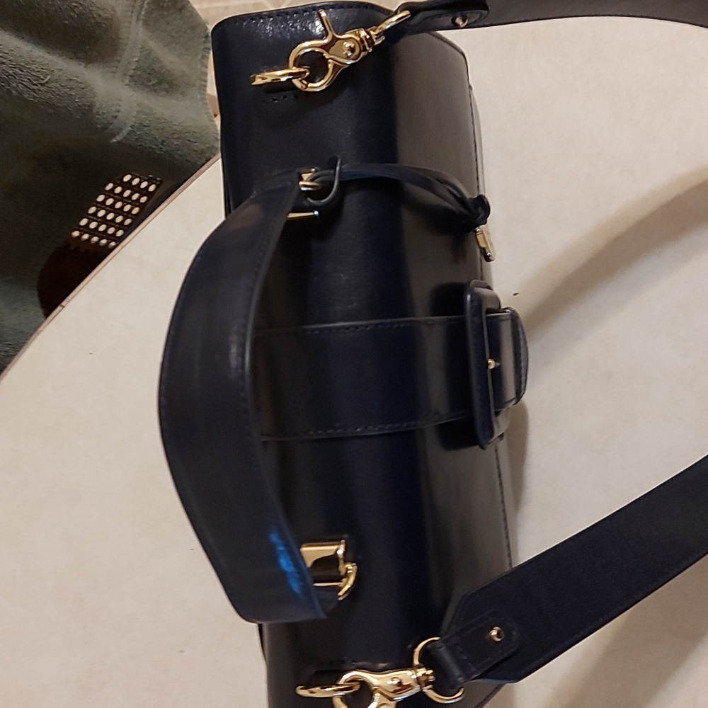 Brahmin Medium Francine Navy Blue Topsail Genuine Leather Handbag - Picture 5 of 12